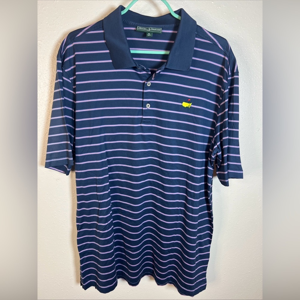 Masters Collection Men's Blue Striped Polo Shirt XL